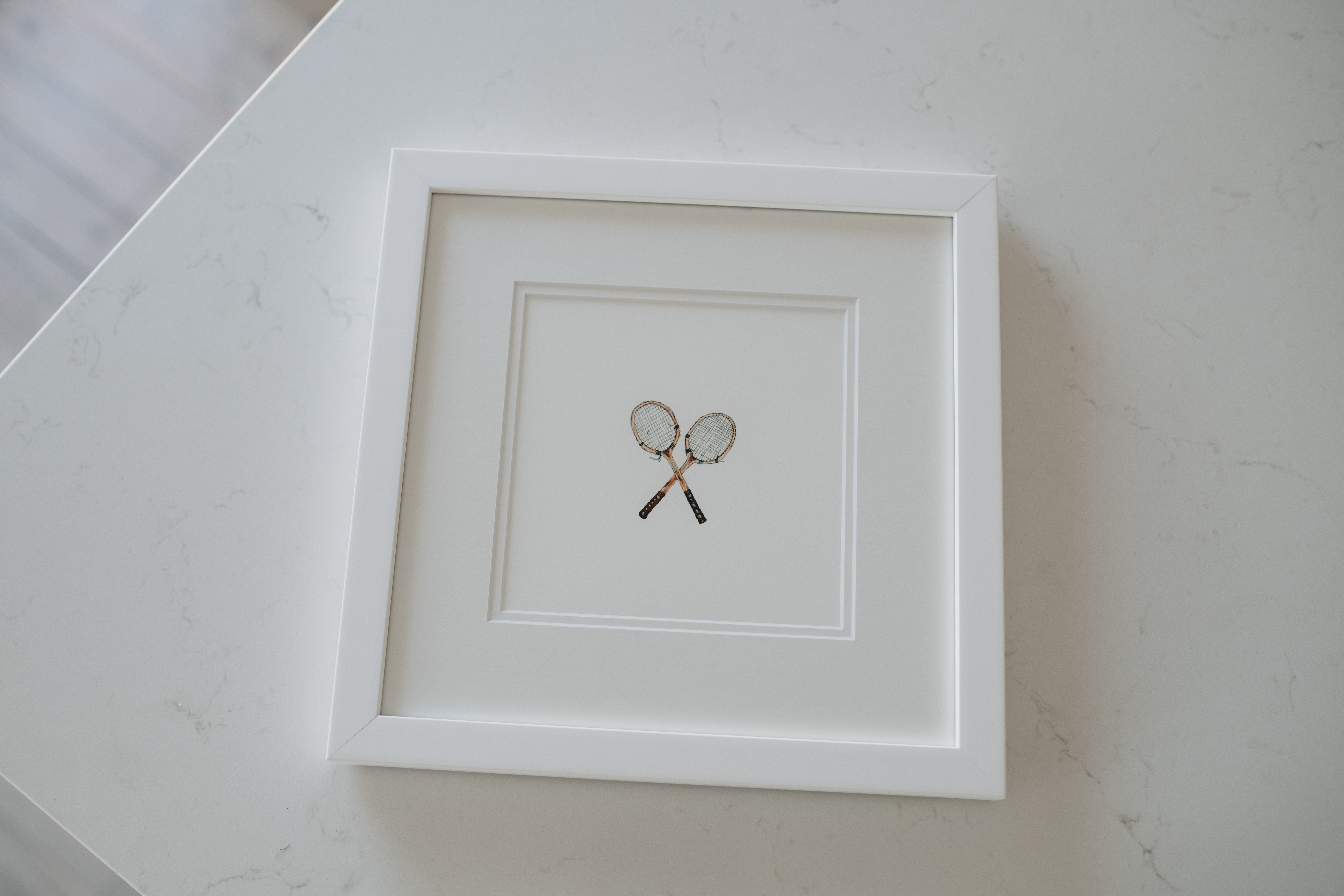 SARAH SMITH FRAMED TENNIS RACQUETS PRINT