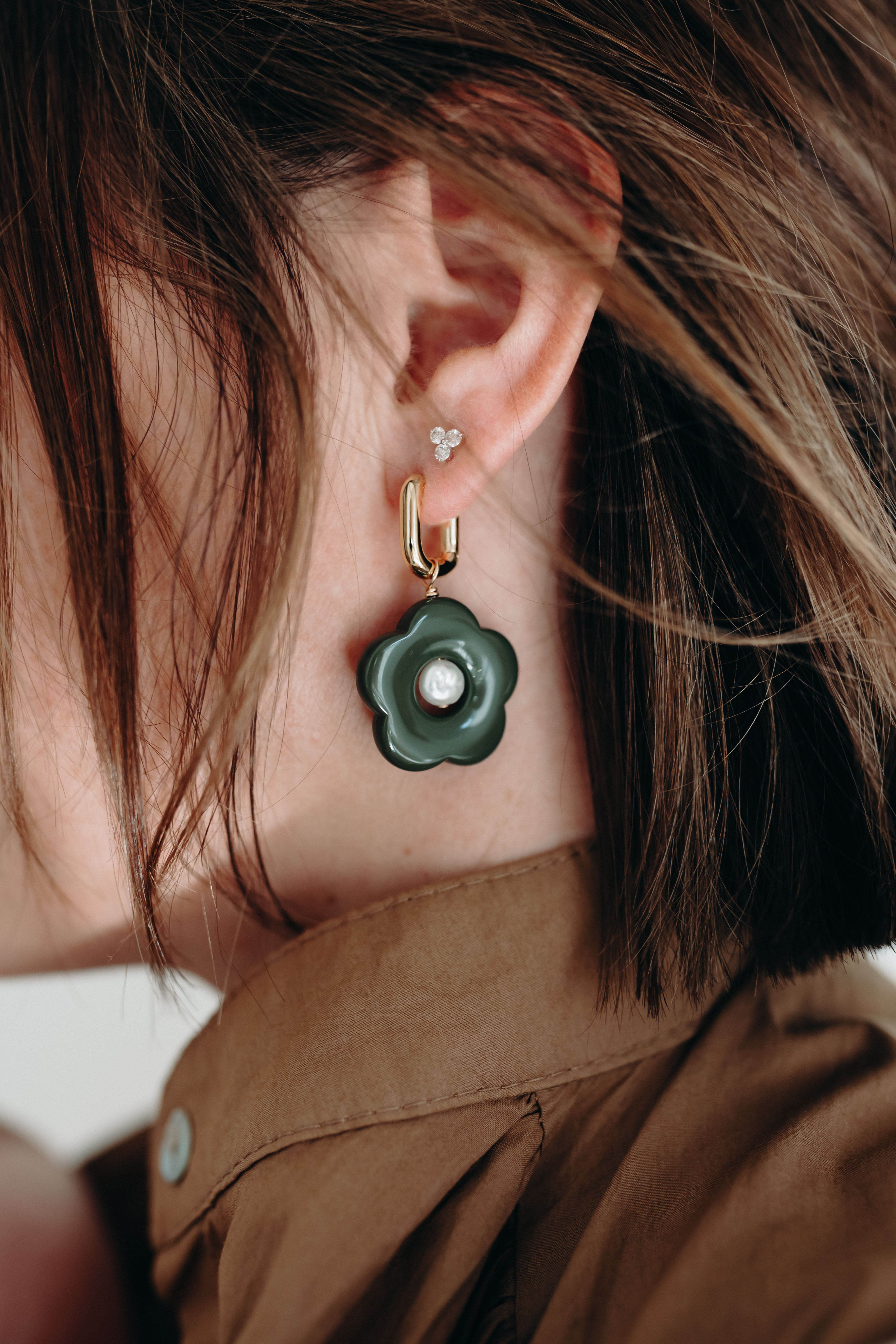 DAISY EARRINGS | GREEN