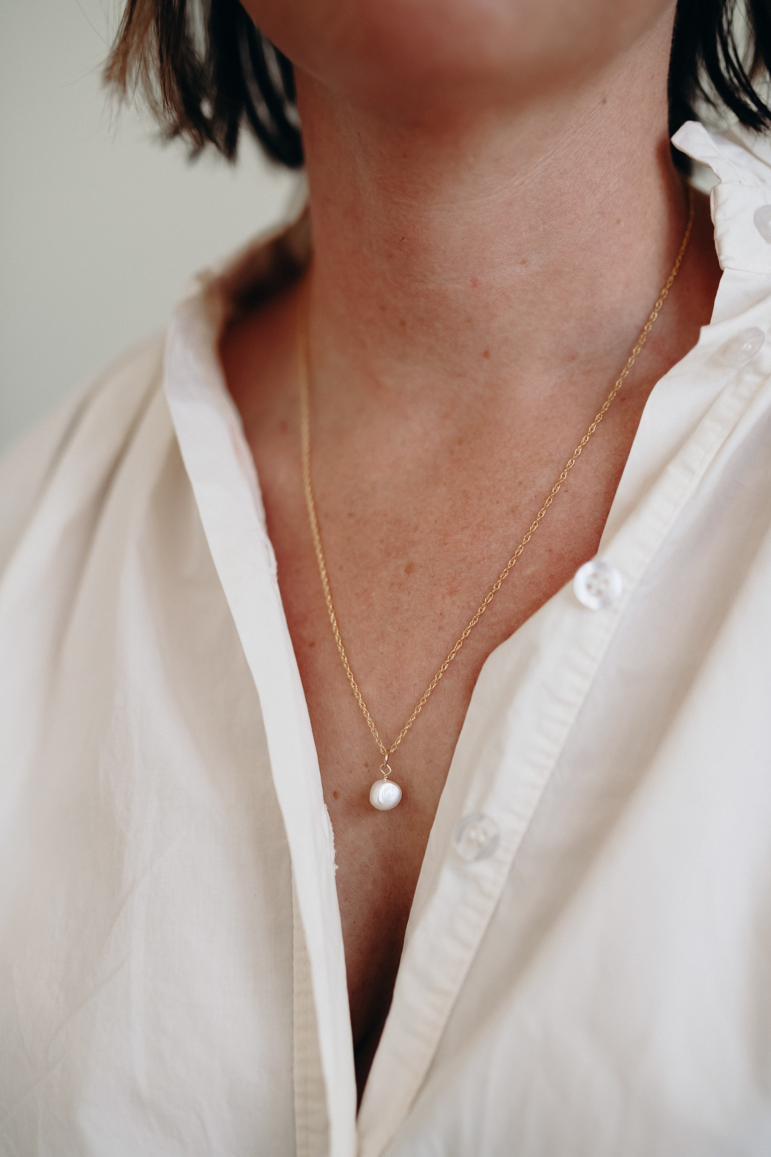 LACE CHAIN NECKLACE WITH PEARL | 20 INCH